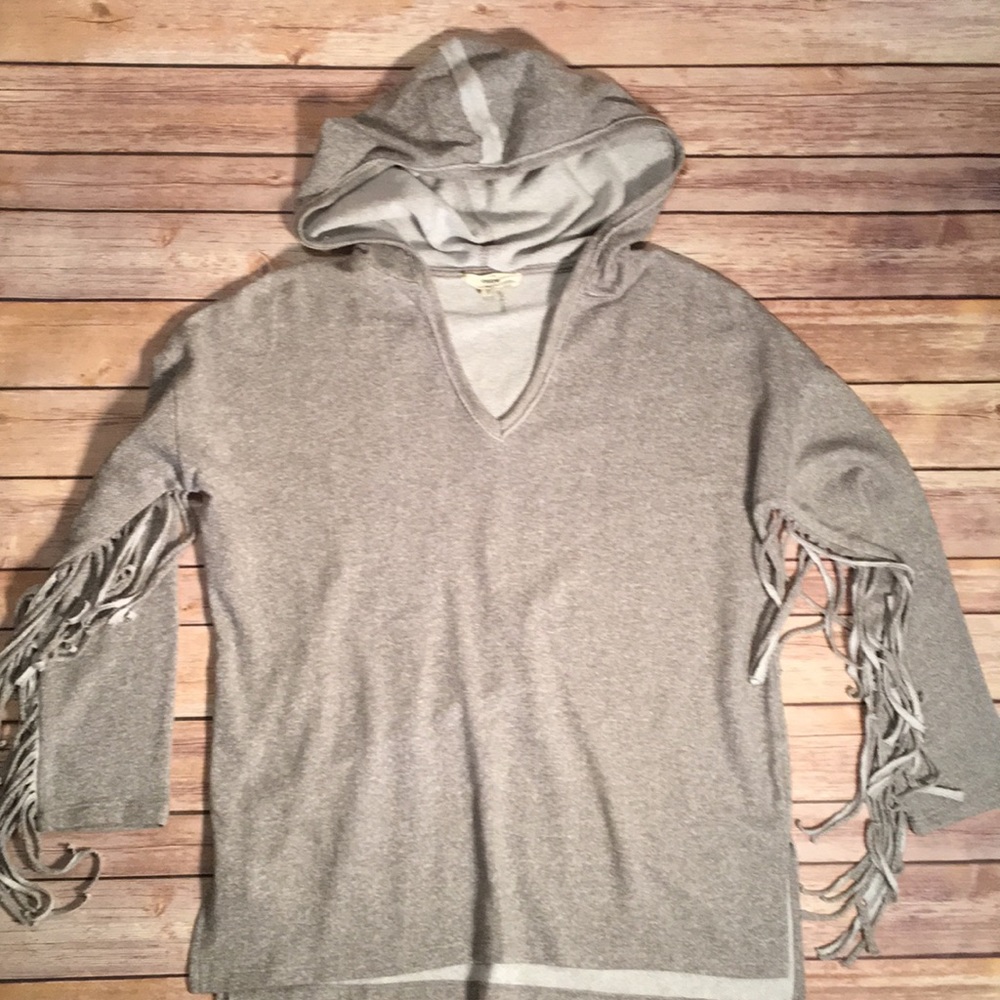 entro Gray Heather Fringe Hoodie